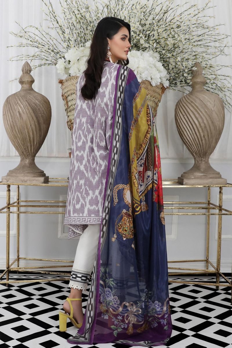 Pakistani designer woven dress for casual wear in grey color # P2387