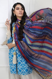 Pakistani designer woven outfit for casual wear in azure color # P2388