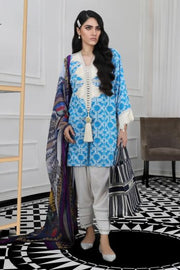 Pakistani designer woven outfit for casual wear in azure color 
