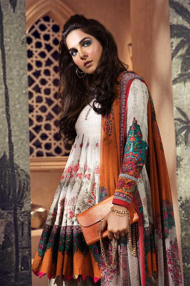 Designer khaddar dress in off-white color casual wear Nameera by Farooq Designer khaddar dress in off-white color casual wear Nameera by Farooq
