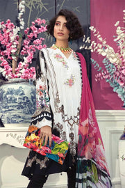 Pakistani designer linen dress digitally printed in white color # P2356