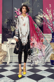 Pakistani designer linen dress digitally printed in white color # P2356