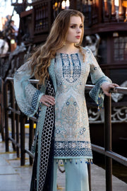 Pakistani designer sequins embroidered dress in aqua blue color # P2310