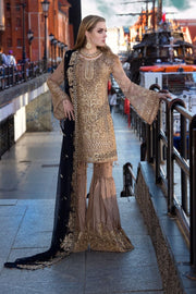 Pakistani designer sequins embroidered outfit in brown color # P2311