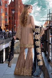 Pakistani designer sequins embroidered outfit in brown color # P2311