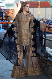Pakistani designer sequins embroidered outfit in brown color 