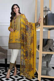Pakistani designer slub dress for casual wear in mustard color # P2395