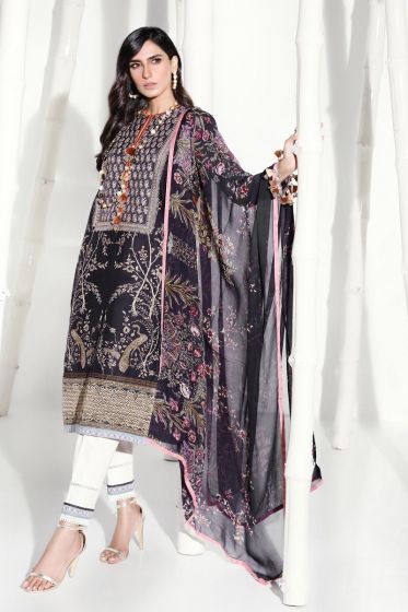 Pakistani designer slub outfit for casual wear in black color 