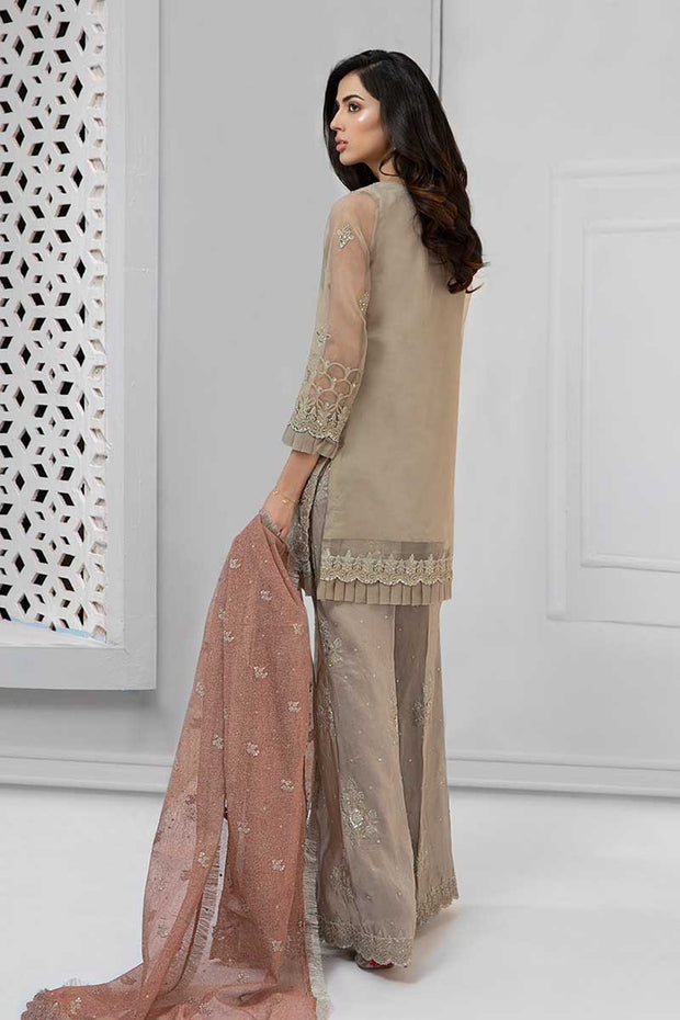 Elegant designer suit pakistani in lavish beige color # P2227