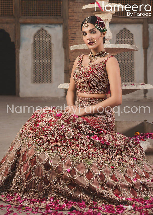 designer bridal red lehnga