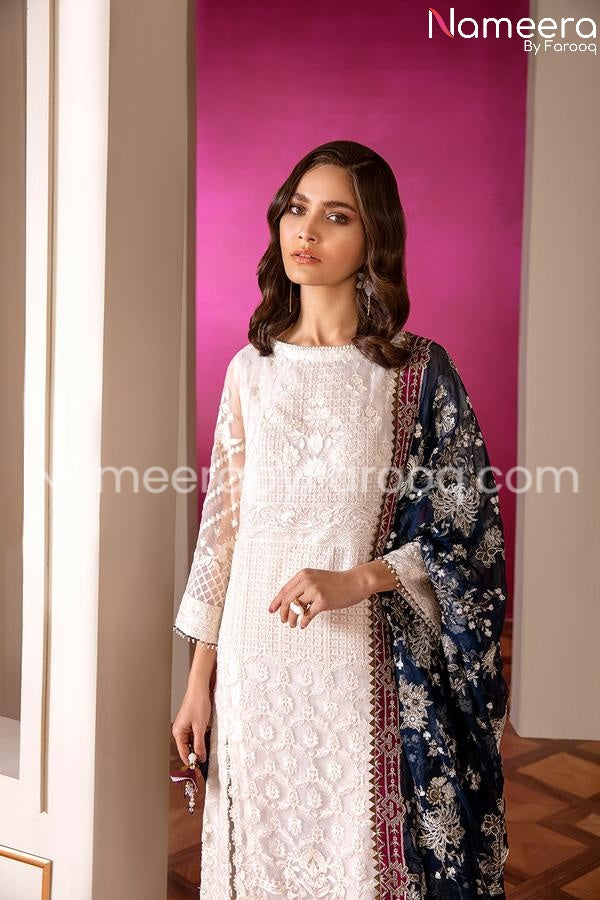 Designer long shirt with  blue dupatta