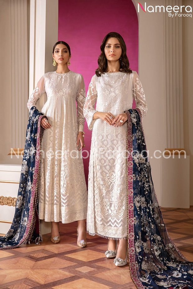 Designer long frock with  net dupatta