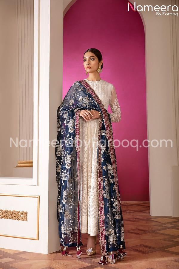 chiffon long frock with  net dupatta