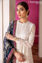 chiffon white dress with  net dupatta  2021
