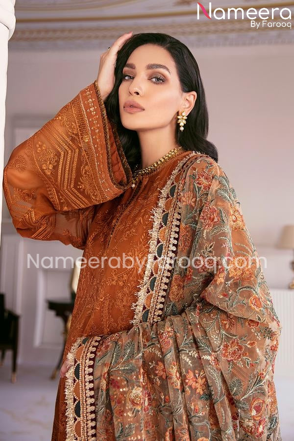 designer orange party wear