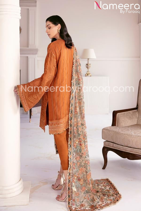 designer orange party wear back
