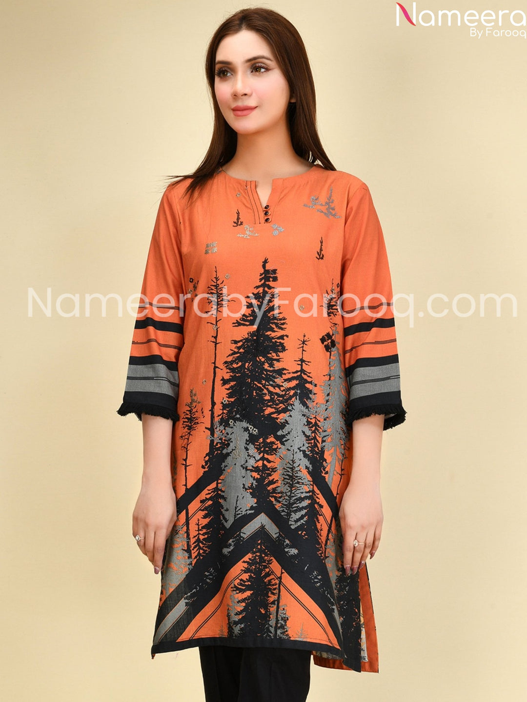 Designer orange and black dress 2021
