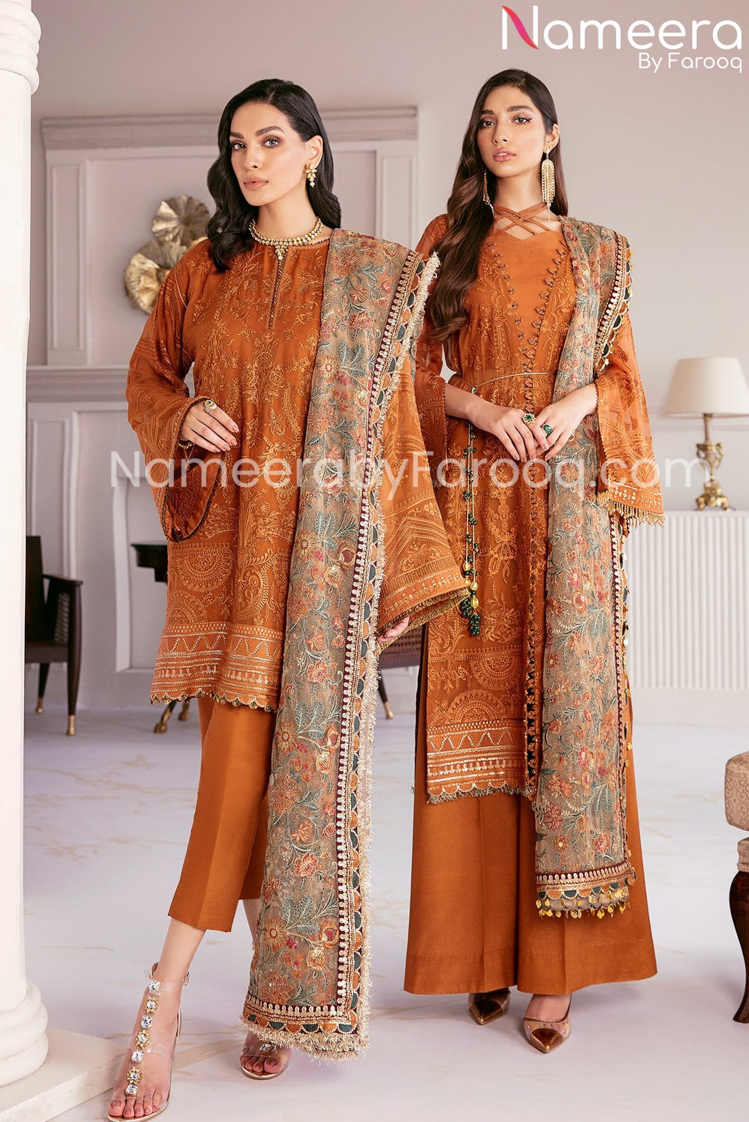 Designer orange dress