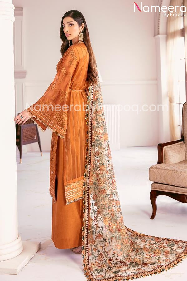 designer orange party wear 2021 dress