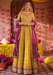 Yellow Bridal Dress in Traditional Pishwas Style #BS686