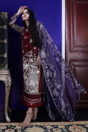 Pakistani dobby woven outfit for casual wear in maroon color