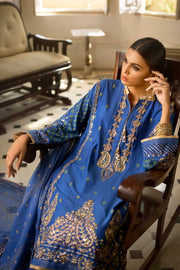 Elegant eid dress by Pakistani designer in royal blue color # P2220