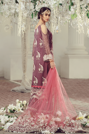 Pakistani Chiffon embroidered eid formal outfit in plum color # P2498