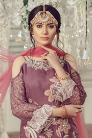 Pakistani Chiffon embroidered eid formal outfit in plum color # P2498