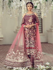 Pakistani Chiffon embroidered eid formal outfit in plum color