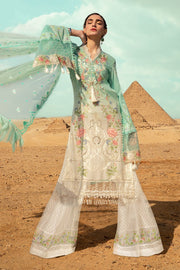 Latest Pakistani eid embroidered dress in white and blue color # E2208