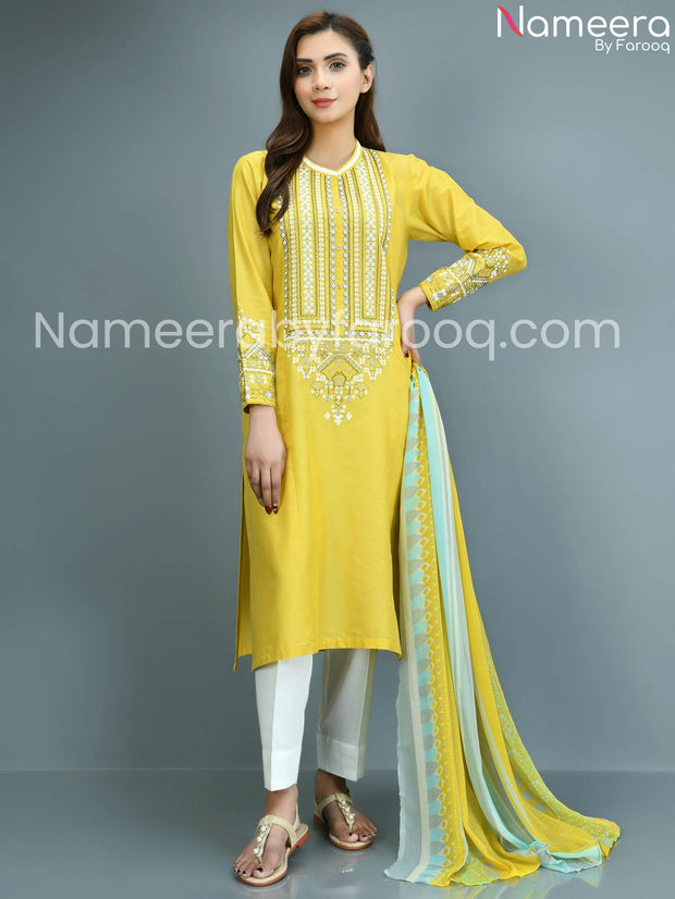 Designer yellow embriodered dress