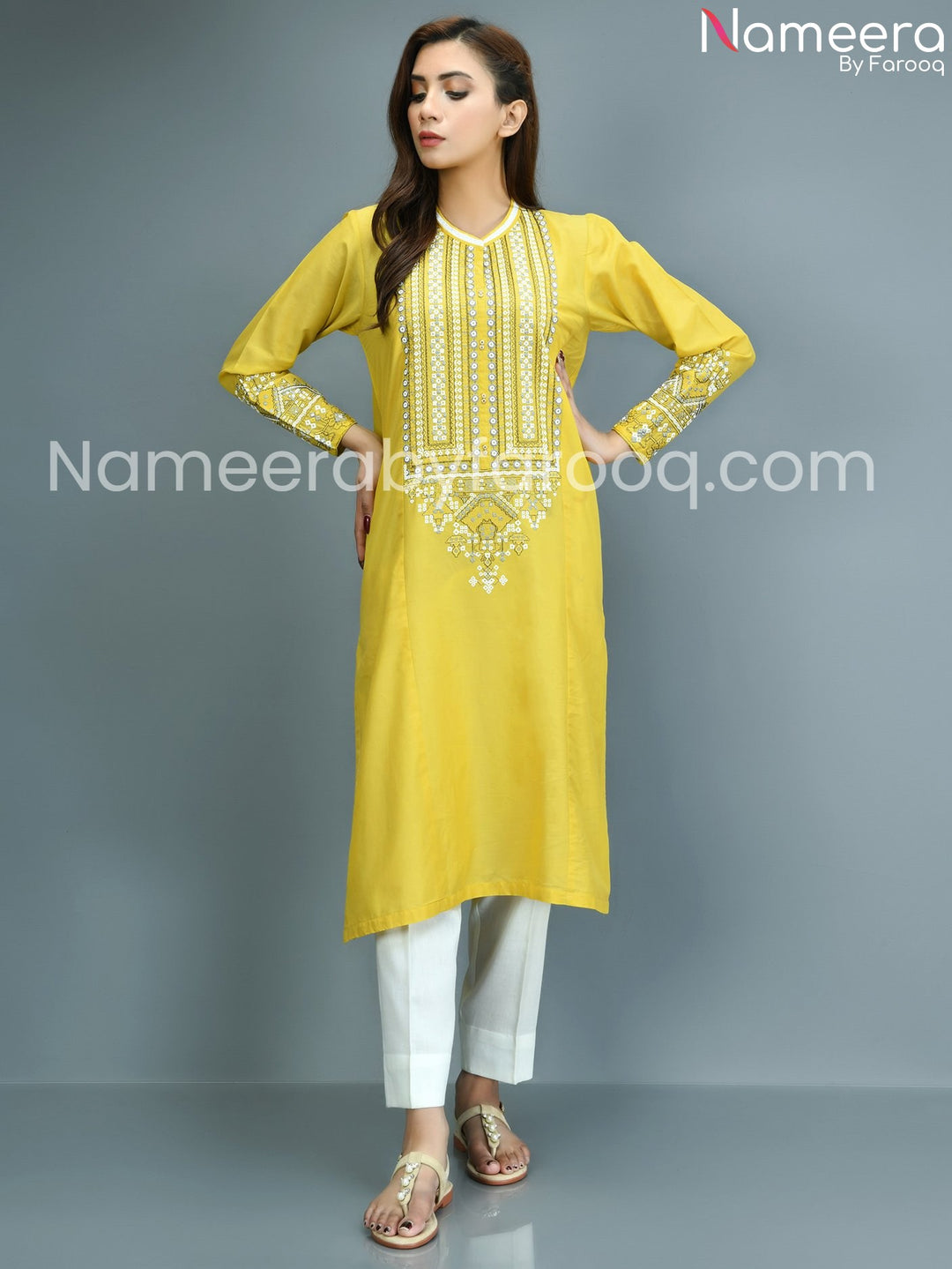 Pretty yellow embriodered dress 
