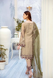 Latest embroidered chiffon outfit 2020 in skin and green color # P2515