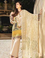 Beautiful Pakistani embroidered linen outfit in skin color