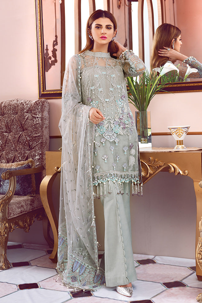 Embroidered net dress with sequins for party wear – Nameera by Farooq