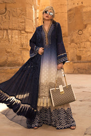 Latest Pakistani designer embroidered eid outfit in elegant blue color
