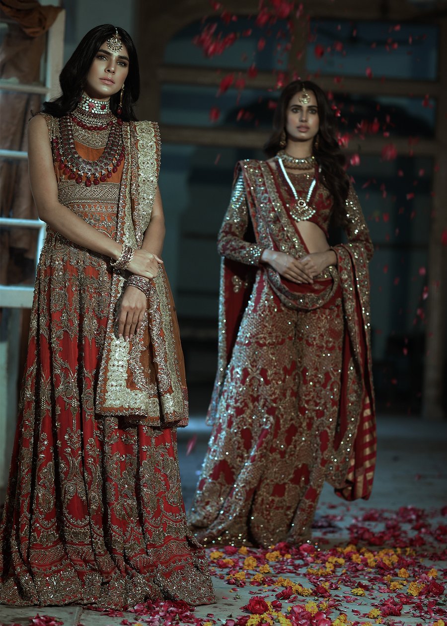 Latest beautiful formal wedding gown dress in rust and red color