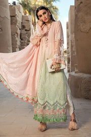 Pakistani embroidered formal eid dresses in pink and green color # E2202