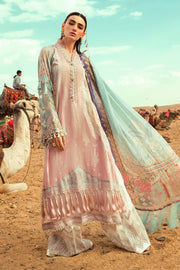 Pakistani embroidered designer eid outfit in pink and blue color # E2203