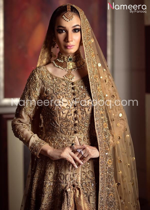 gold bridal lehenga