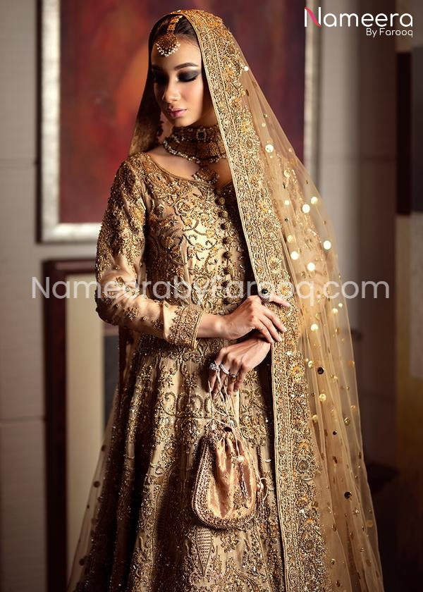 gold bridal lehenga
