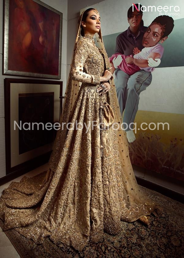 gold bridal lehenga
