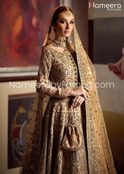gold bridal lehenga