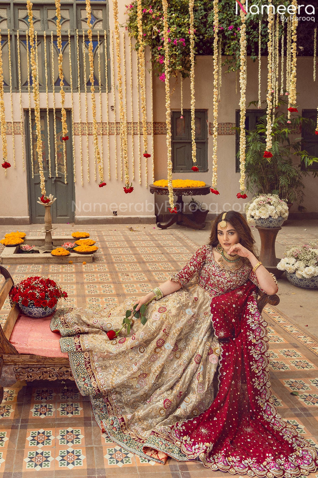golden bridal lehenga