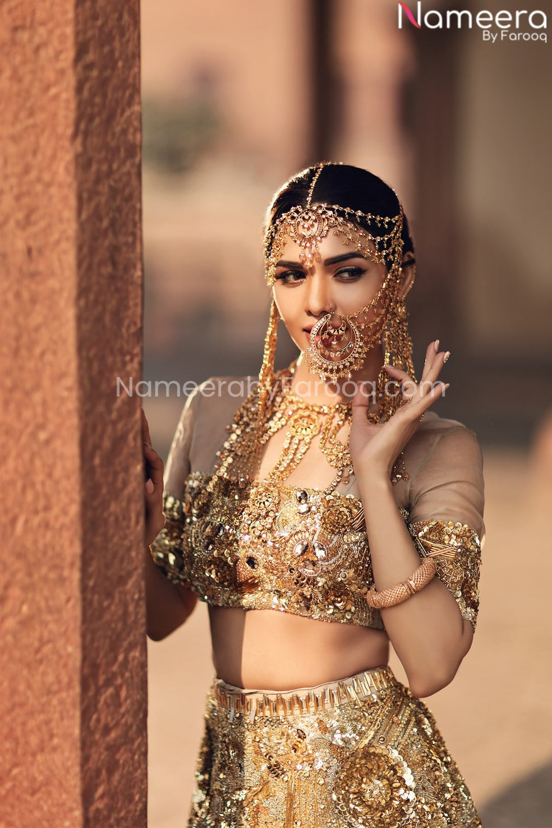 golden bridal lehenga