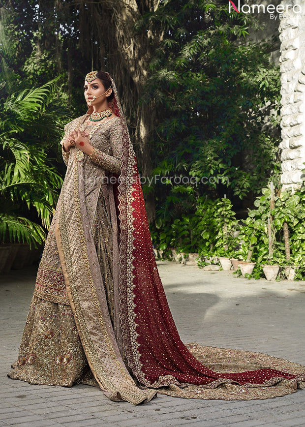 Heavy Golden Lehenga Shirt Bridal Wedding Attire – Nameera by Farooq