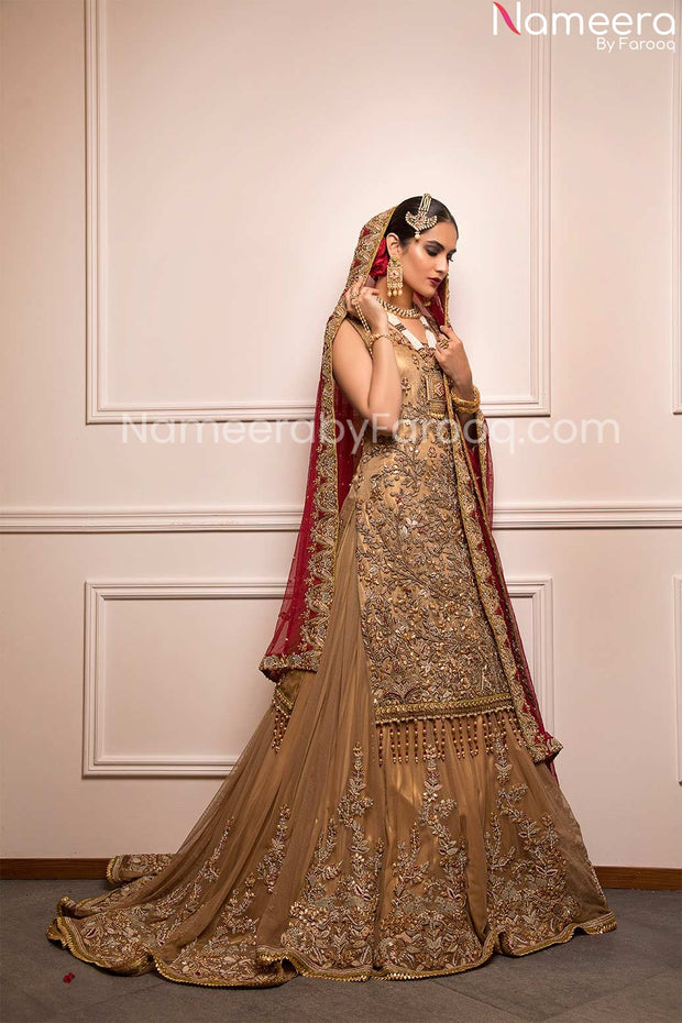 golden lehenga for wedding