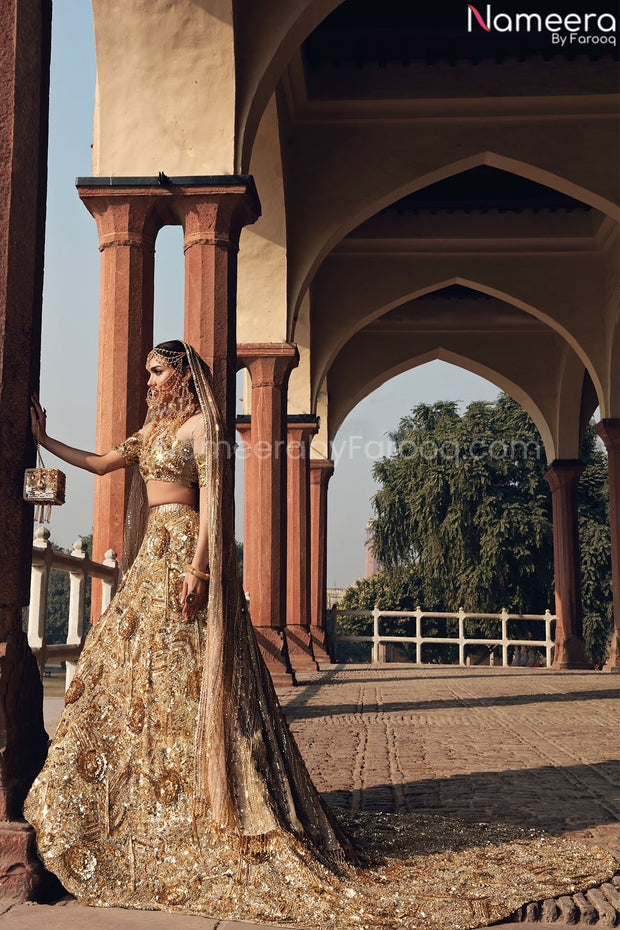 Gold best sale skirt lehenga
