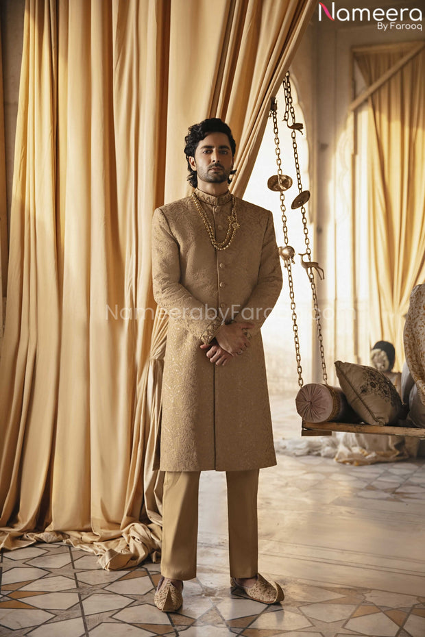 golden sherwani