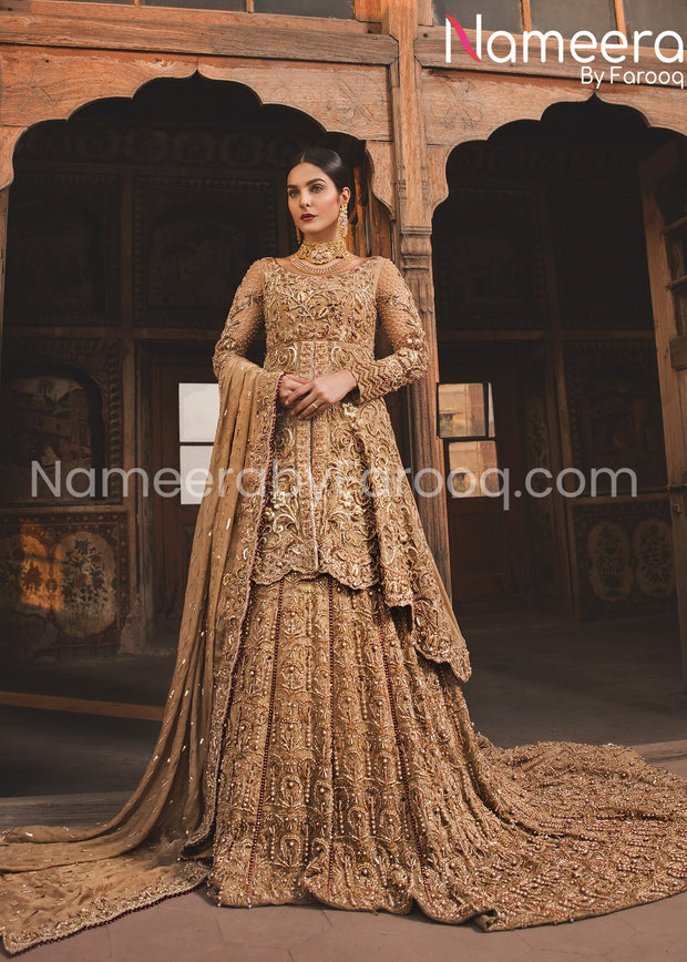 peach bridal dress 